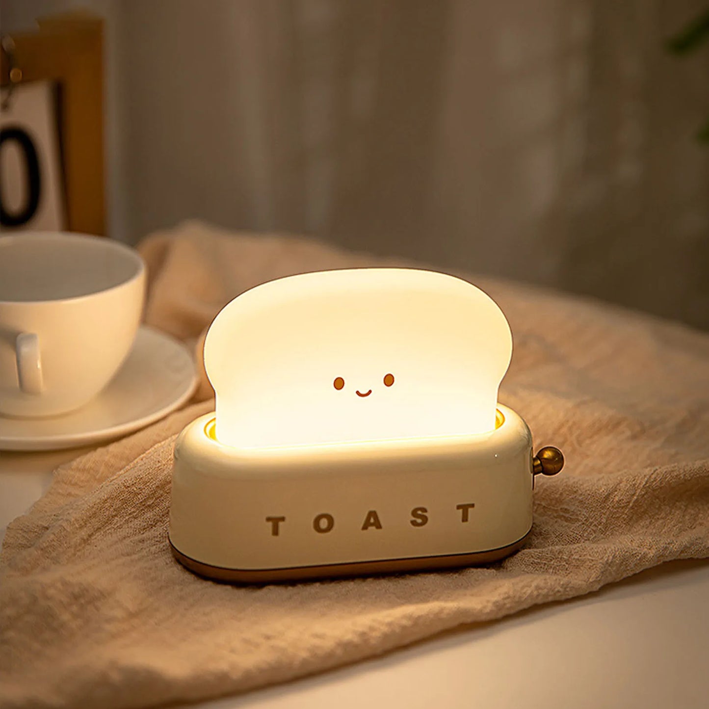 Cute Toast Night Light Dimmable LED Toaster Night Lamp Rechargeable Cordless Nursery Night Light for Kids Cute Bedroom Bedside